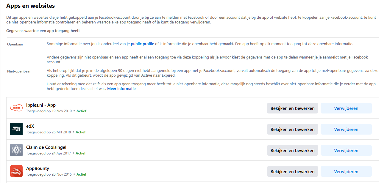 App-machtigingen en verbonden accounts controleren
