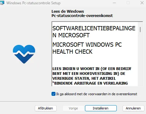 Windows 10 naar Windows 11 - PC Statuscontrole app