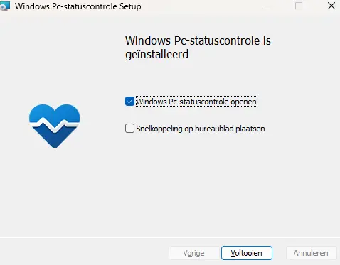 Windows 10 naar Windows 11 - PC Statuscontrole app