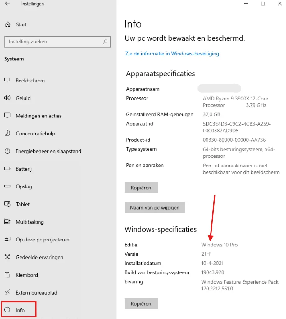 Windows editie controleren