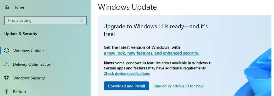 Windows 10 naar Windows 11 - Windows Update